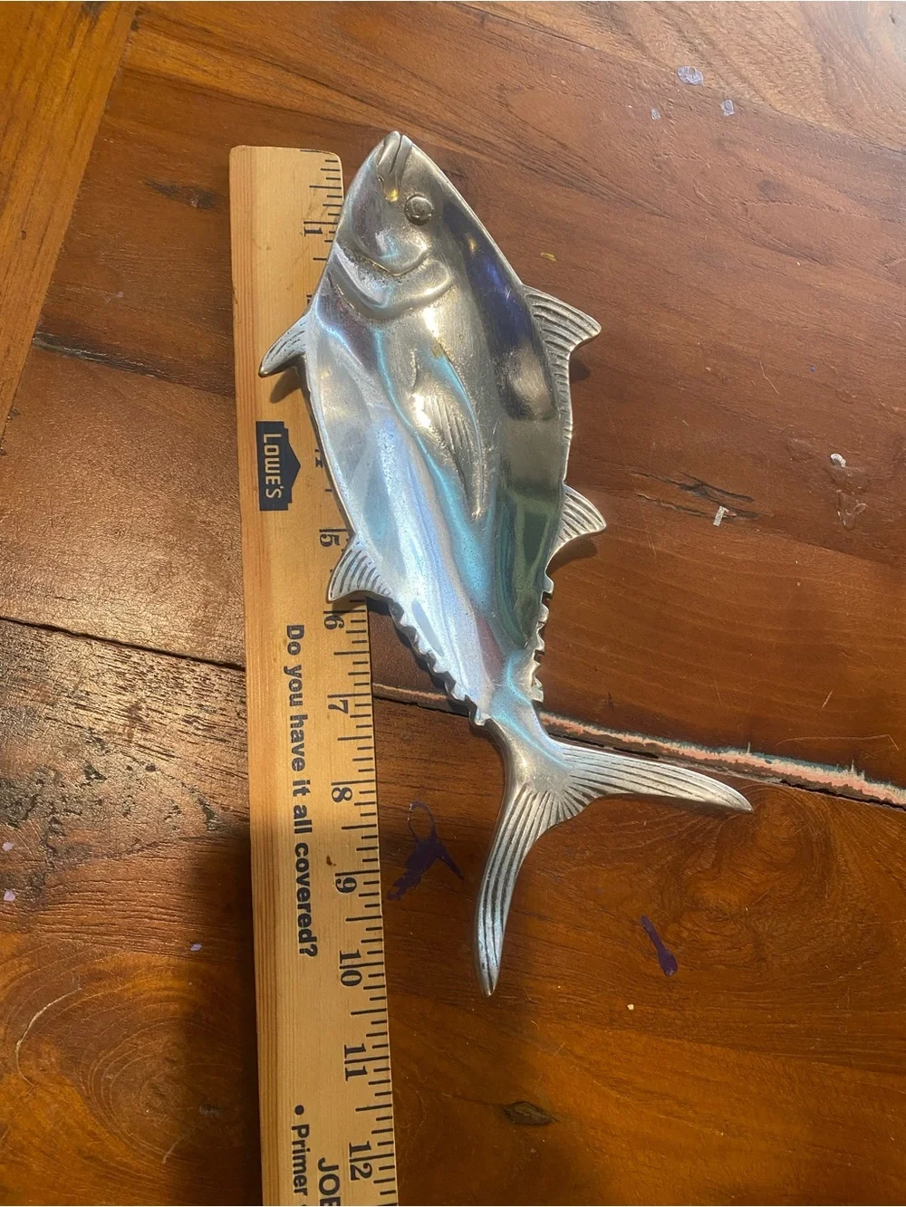 Aluminum Fish Decor Trinket Dish - Silver Tuna Accent